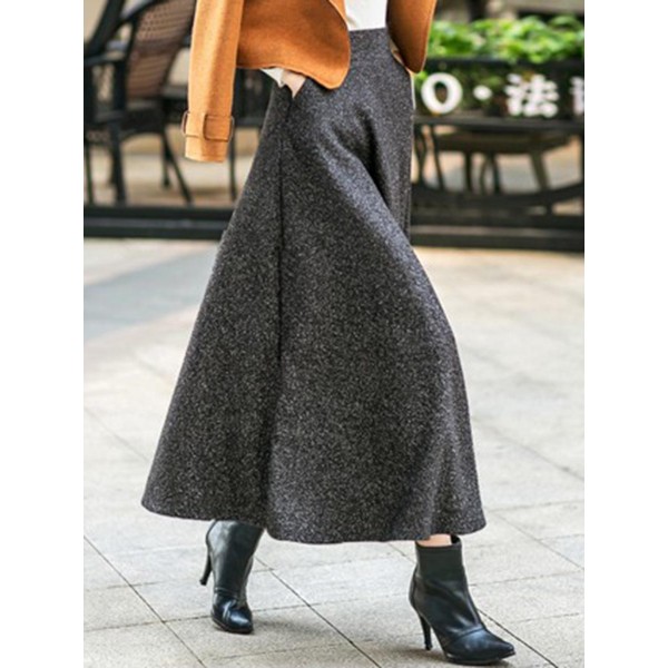 Plain Floor Length Loose Pocket Skirt