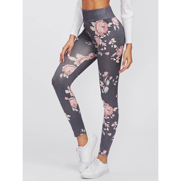 Floral Print Skinny ...