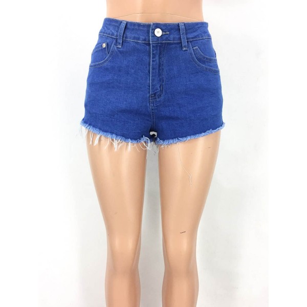 Fringe Button Pocket Women's Denim Shorts
