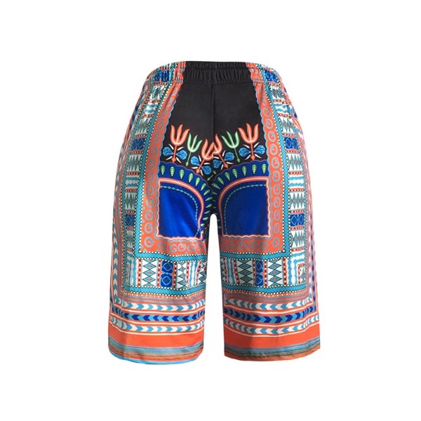 Dashiki Pocket Loose Colorful Women's Shorts