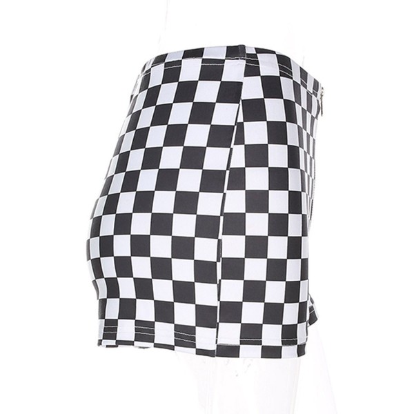 Grid Zipper Color Block Women's Shorts