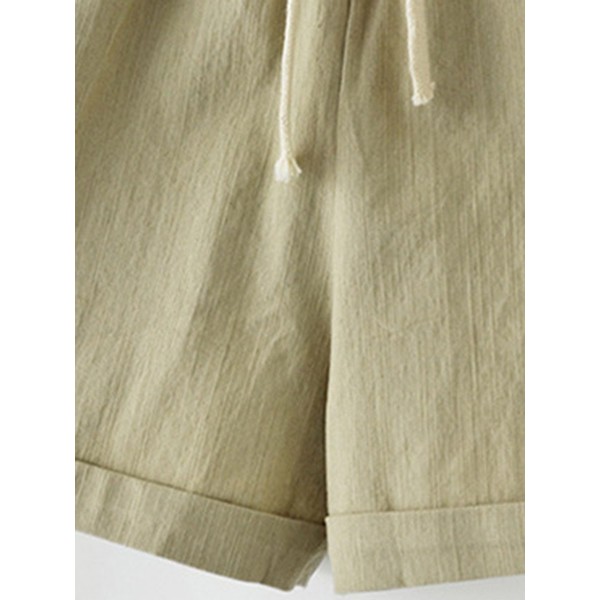 Loose Plain Elastic Third Pants