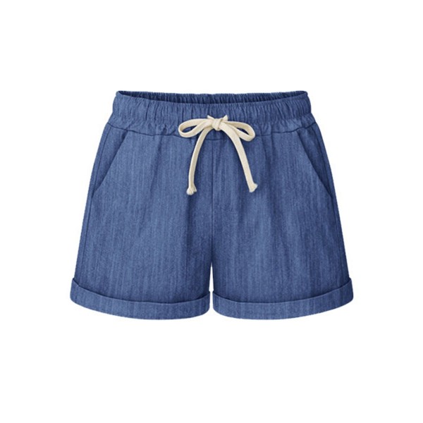 Loose Plain Elastic Third Pants
