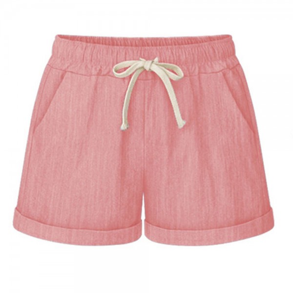 Loose Plain Elastic Third Pants