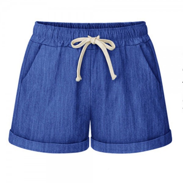 Loose Plain Elastic Third Pants