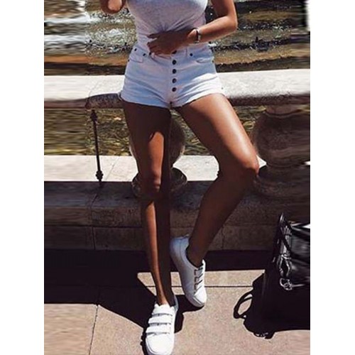 Denim Pure White High Waist Women's Shorts