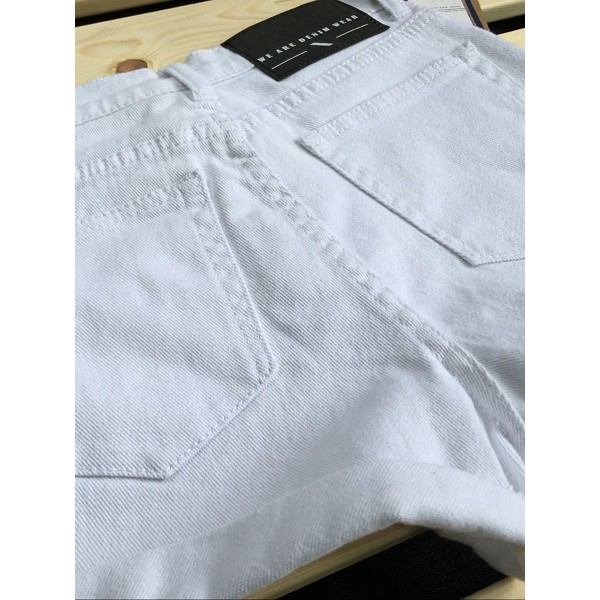 Denim Pure White High Waist Women's Shorts