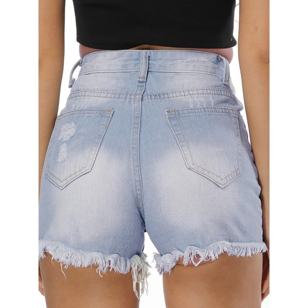 Middle Waist Worn Denim Women's Shorts