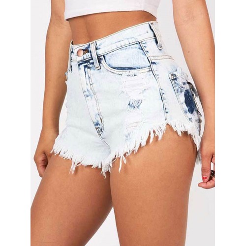 Hole Trimming Slim Women's Shorts