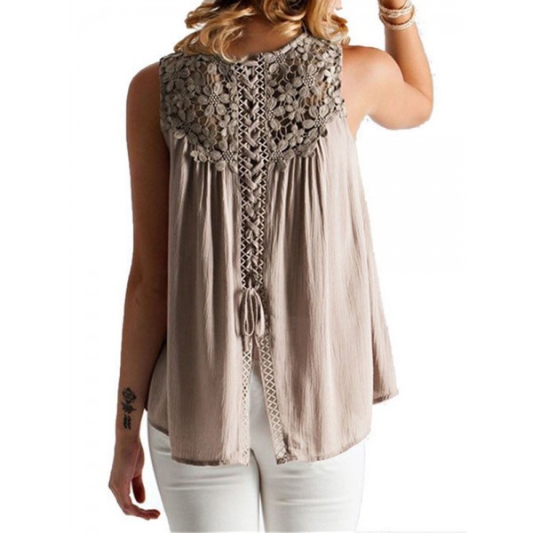 Casual Hollow Out Lace Tank Top