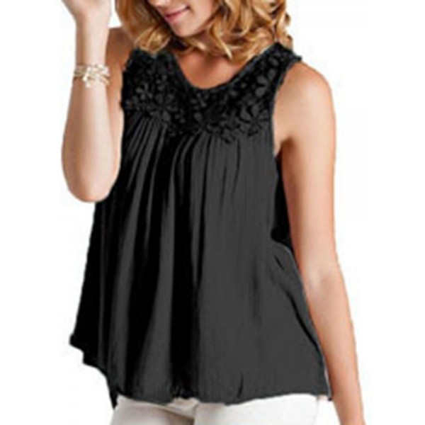 Casual Hollow Out Lace Tank Top