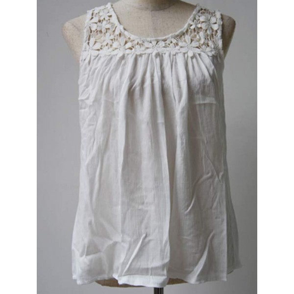 Casual Hollow Out Lace Tank Top