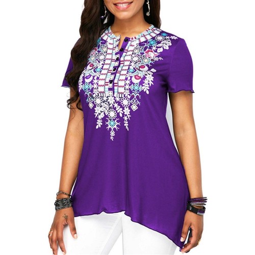 Contrast Color Floral Oversize Women's T-shirt