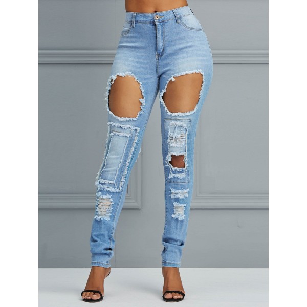 High-Waist Denim Hol...