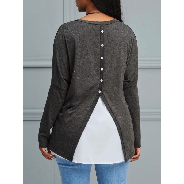 All Match Round Neck Contrast Color T-shirt