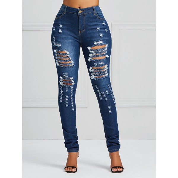 High-Waist Hole Stre...