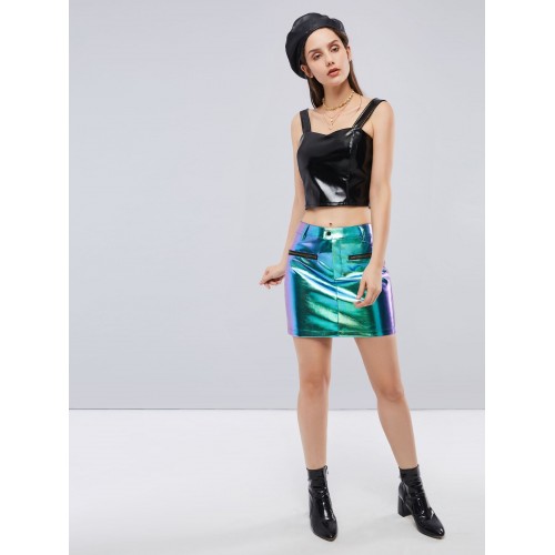 Bright Zipper Bodycon Women's Mini Skirt