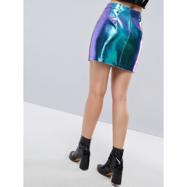 Bright Zipper Bodycon Women's Mini Skirt