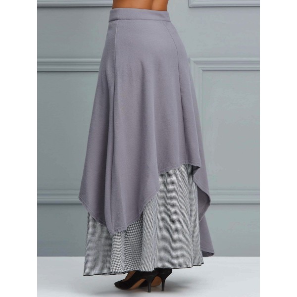 Patchwork Ankle-Length Casual Skirt