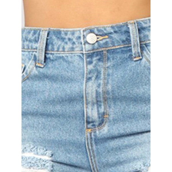 Broken Hole Solid Color Jeans