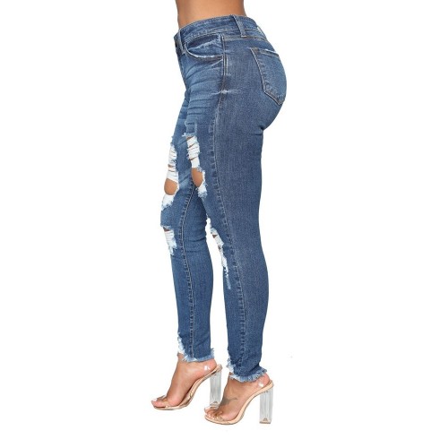 Casual High Rise Distressed Jeans