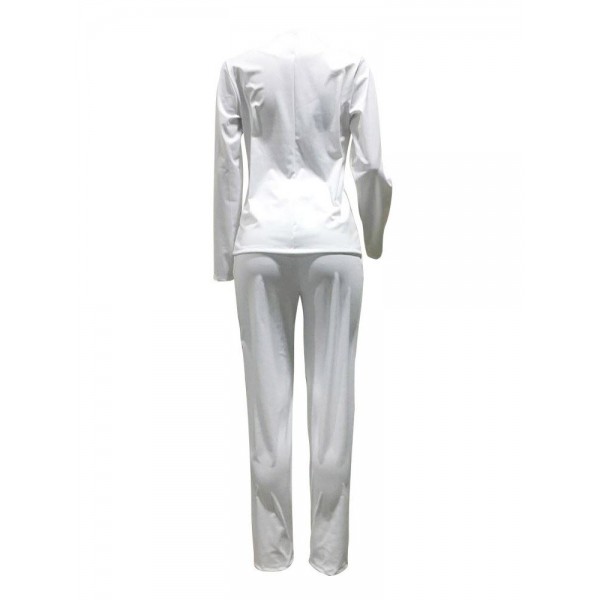 Fashion Patchwork V-Neck Blazer+Pants Suit