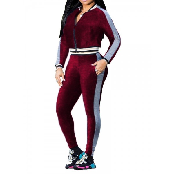 Contrast Zipper Sport Suit
