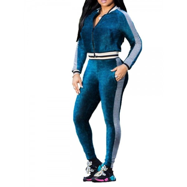 Contrast Zipper Sport Suit