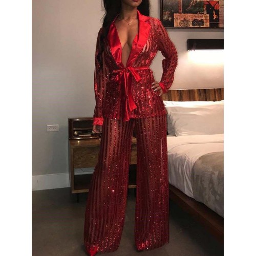 Double V Neck Solid Color Strappy Suit