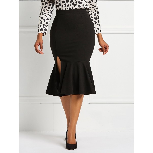 Falbala Patchwork Split Skirt