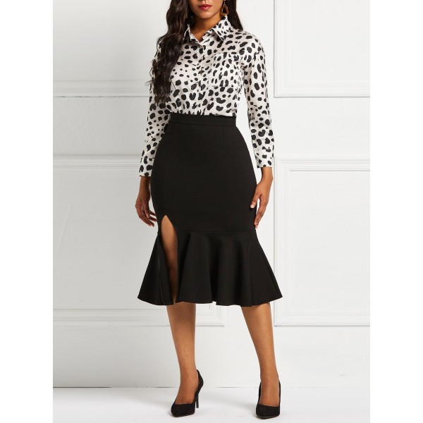Falbala Patchwork Split Skirt