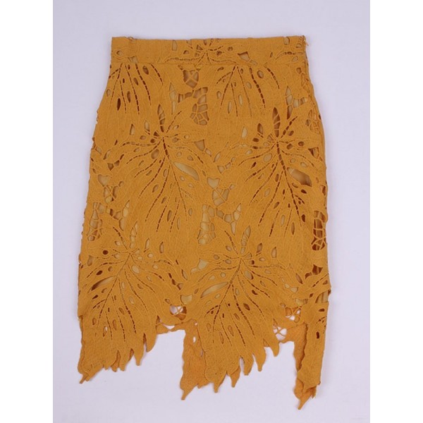 Lace Hollow Irregual Hem Skirt