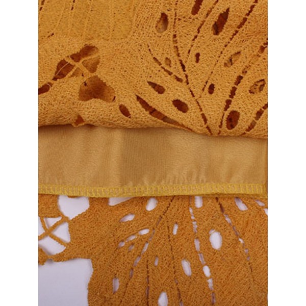 Lace Hollow Irregual Hem Skirt