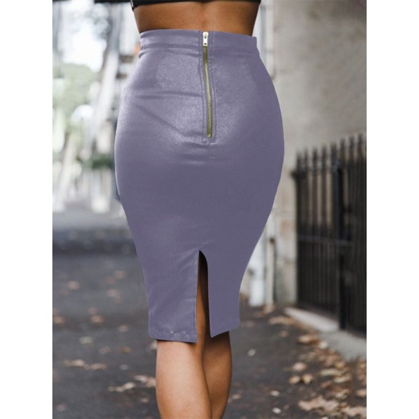 PU High Waisted Skir...