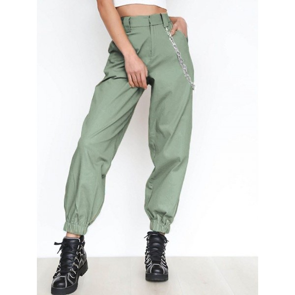Mid -Waisted Slim Casual Pants