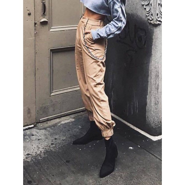 Mid -Waisted Slim Casual Pants