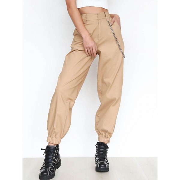 Mid -Waisted Slim Casual Pants