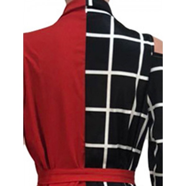 Color Block Plaid Stripe Print Suit