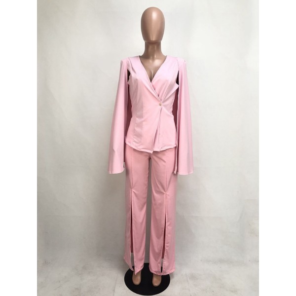 Elegant Style Front Split Suit