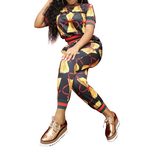 Casual Geometry Print Suit