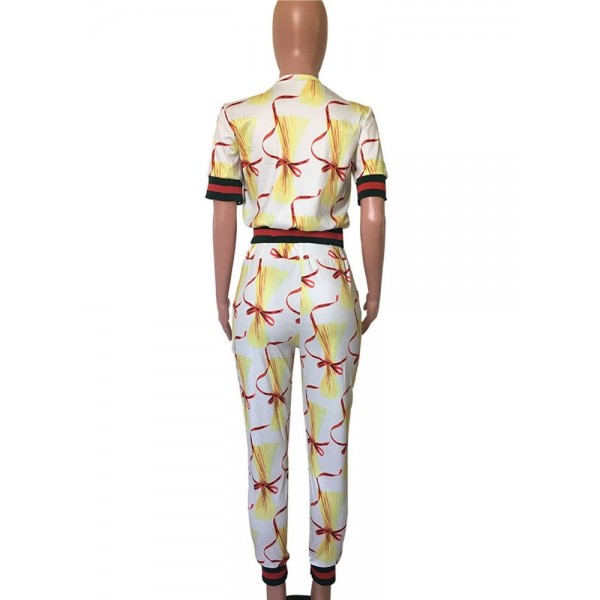 Casual Geometry Print Suit