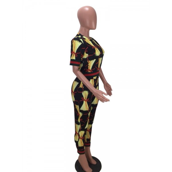 Casual Geometry Print Suit