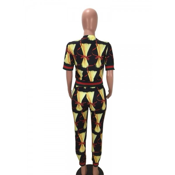 Casual Geometry Print Suit