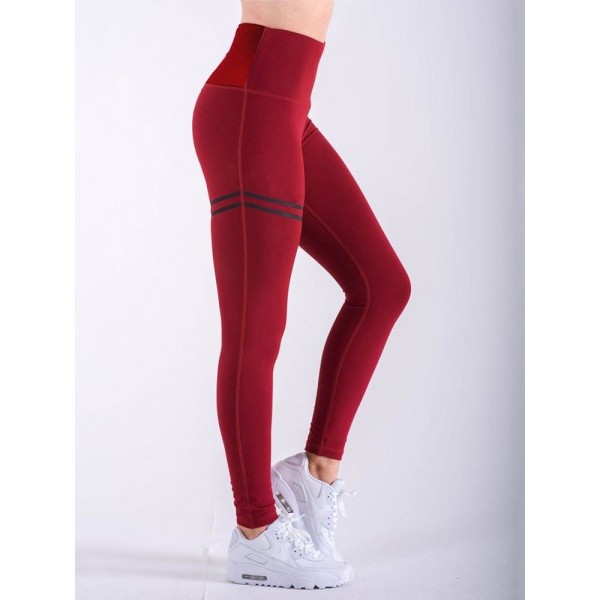 High Waisted Stripe Print Casual Pants