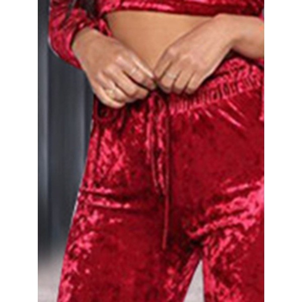 2 Pieces Women Sexy Hooded Top + Pants Suits