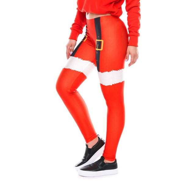 Christmas Print Color Block Thermal Women's Pants