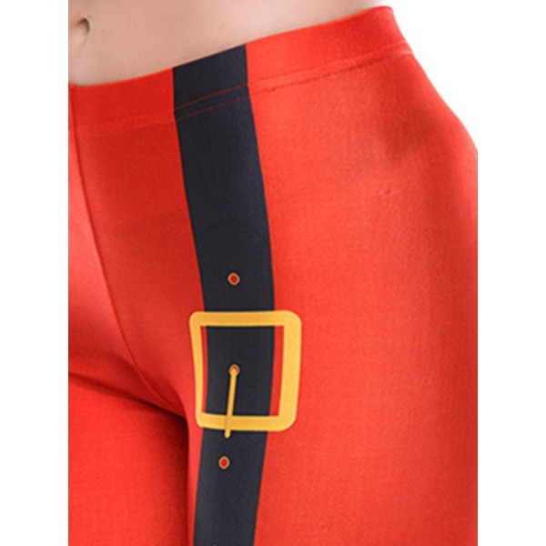 Christmas Print Color Block Thermal Women's Pants