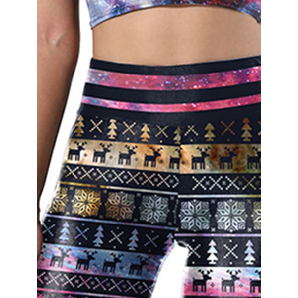 Christmas Print Breathable Geometric Women's Pants