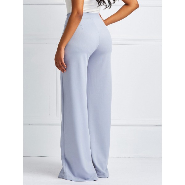 Color Block Split Loose High-Waist Full Length Casual Pants