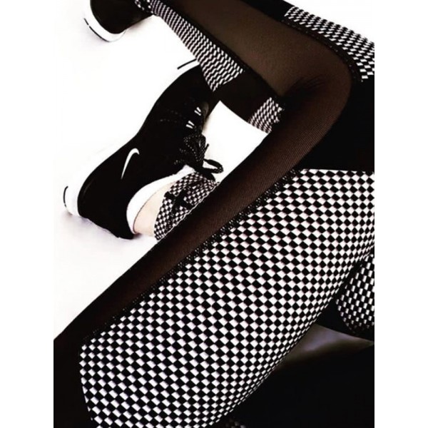 Digital Print Mesh Stitching High Waist Women's Yoga Leggings